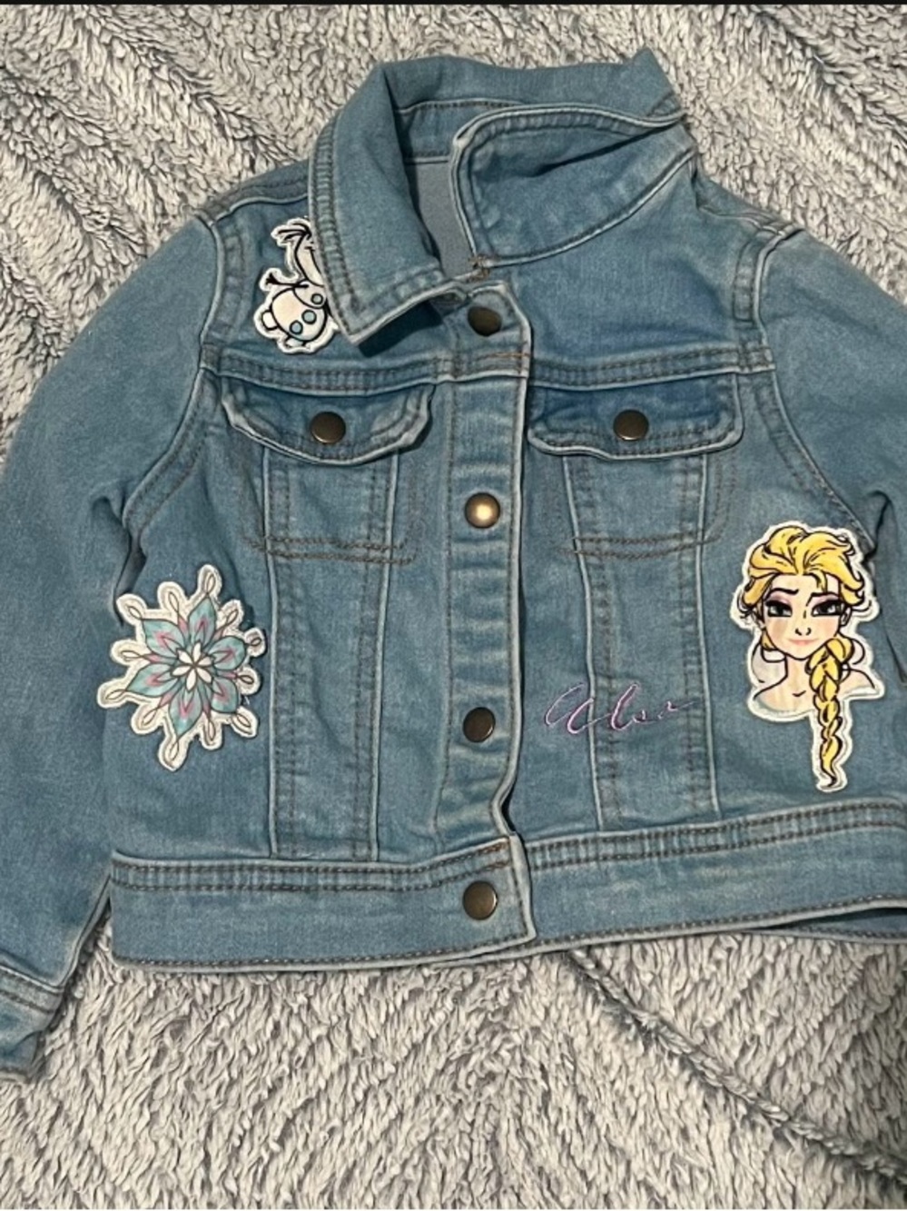 Disney Light Blue Denim Jacket with Elsa & Patch Details